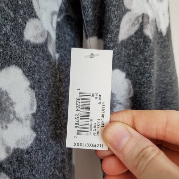 NEW Plus Size Gray Floral Sweater Dress - Picture 6 of 8